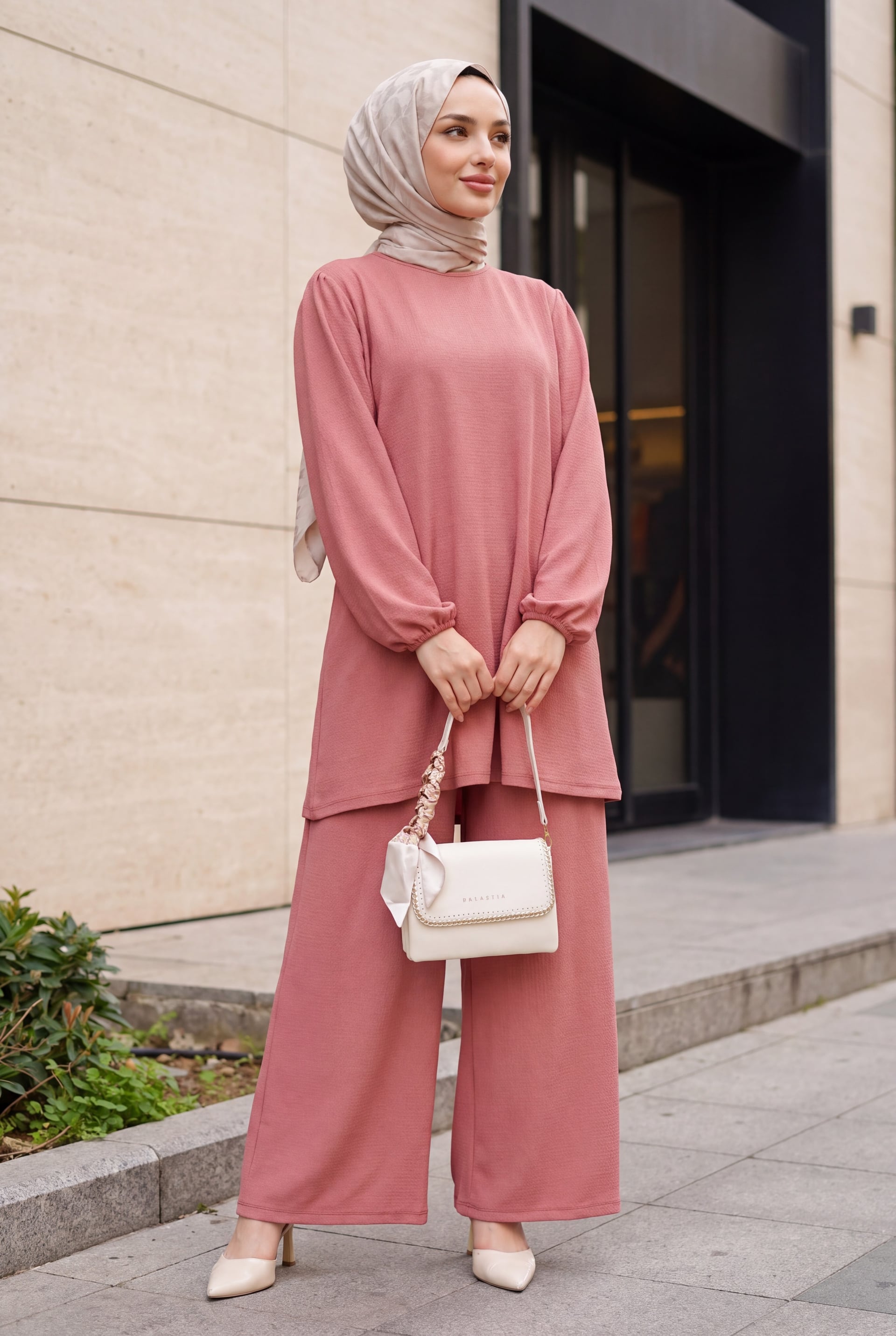 Women's Dusty Rose Tunic and Wide-Leg Trouser Modest Set 6663 - Bigdart - by Peralane - photo 4