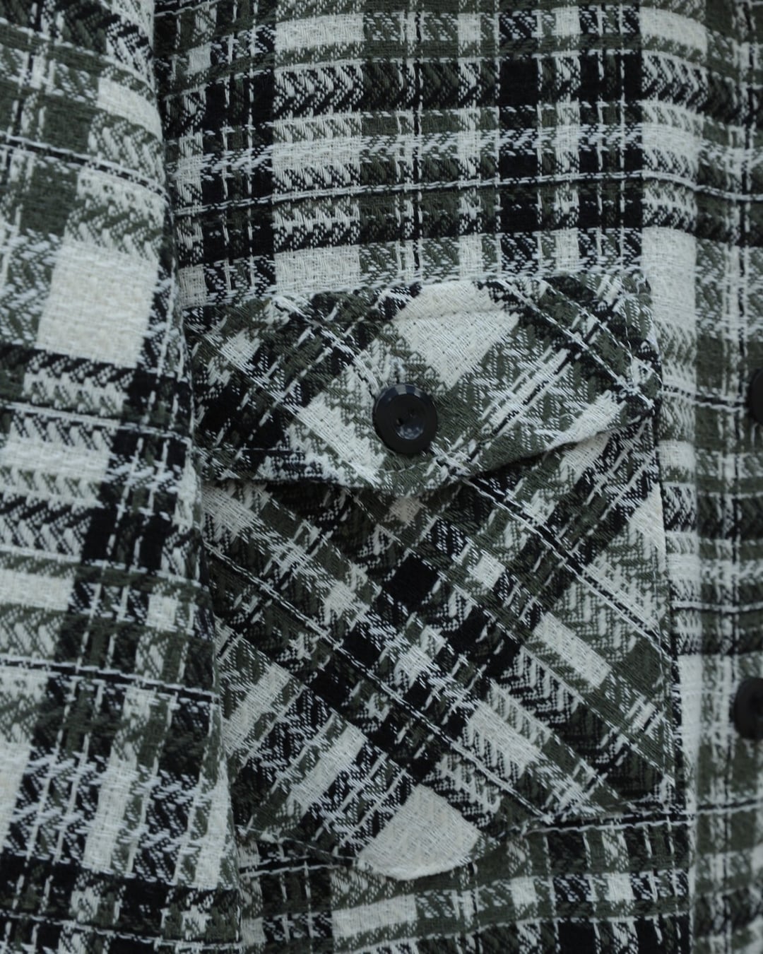 Flap Pocket Tweed Shirt - Khaki - Podyumplus - by Peralane - photo 5