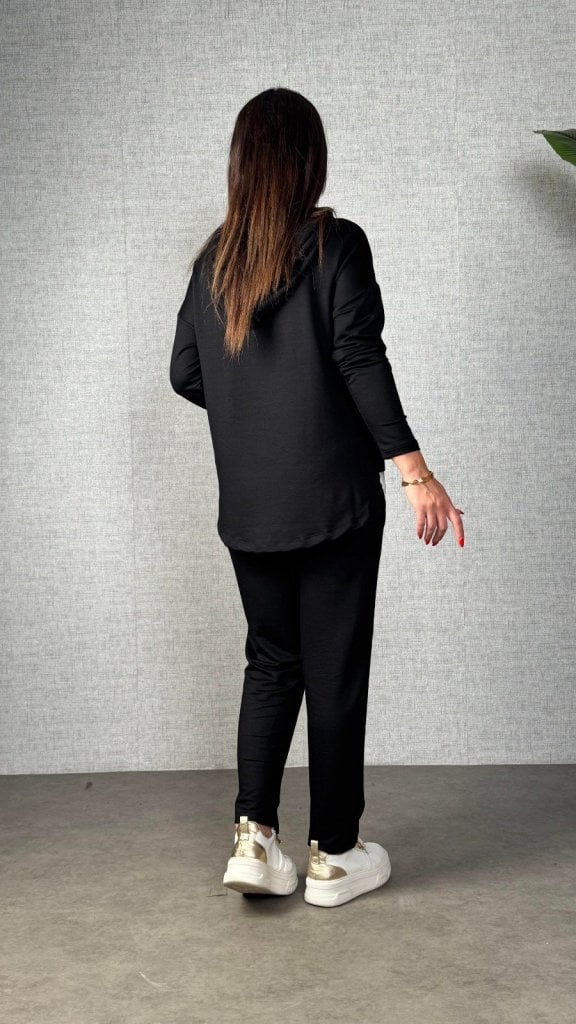 Women's Long Sleeve Hooded Drawstring Viscose Two-Thread Top and Trousers Two-Piece Set, 30930 - Janes - by Peralane - photo 3