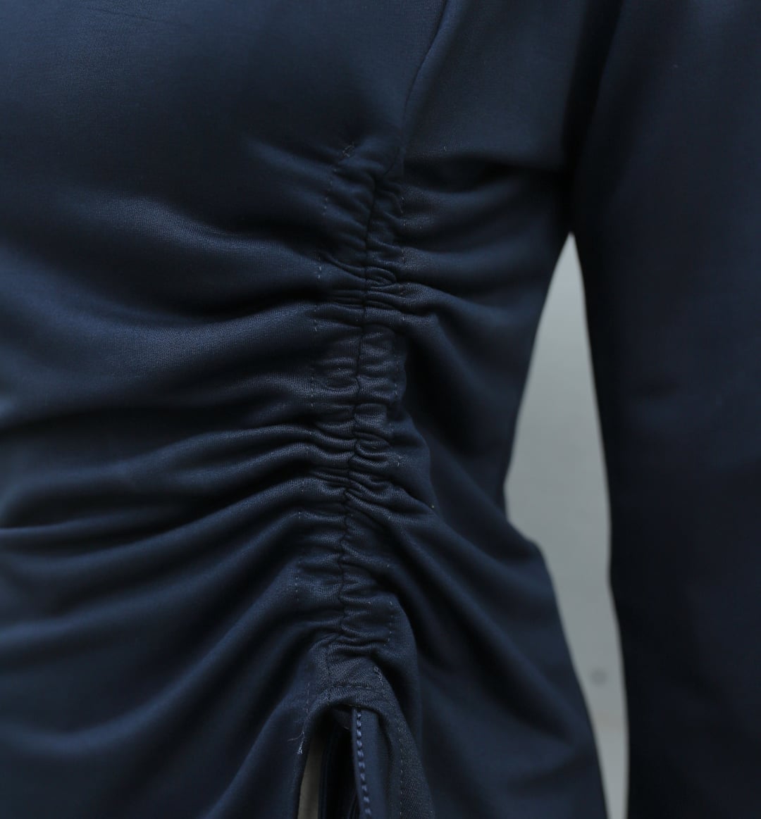 Women's Navy Blue Asymmetric Drawstring Sweatshirt - Podyumplus - by Peralane - photo 5