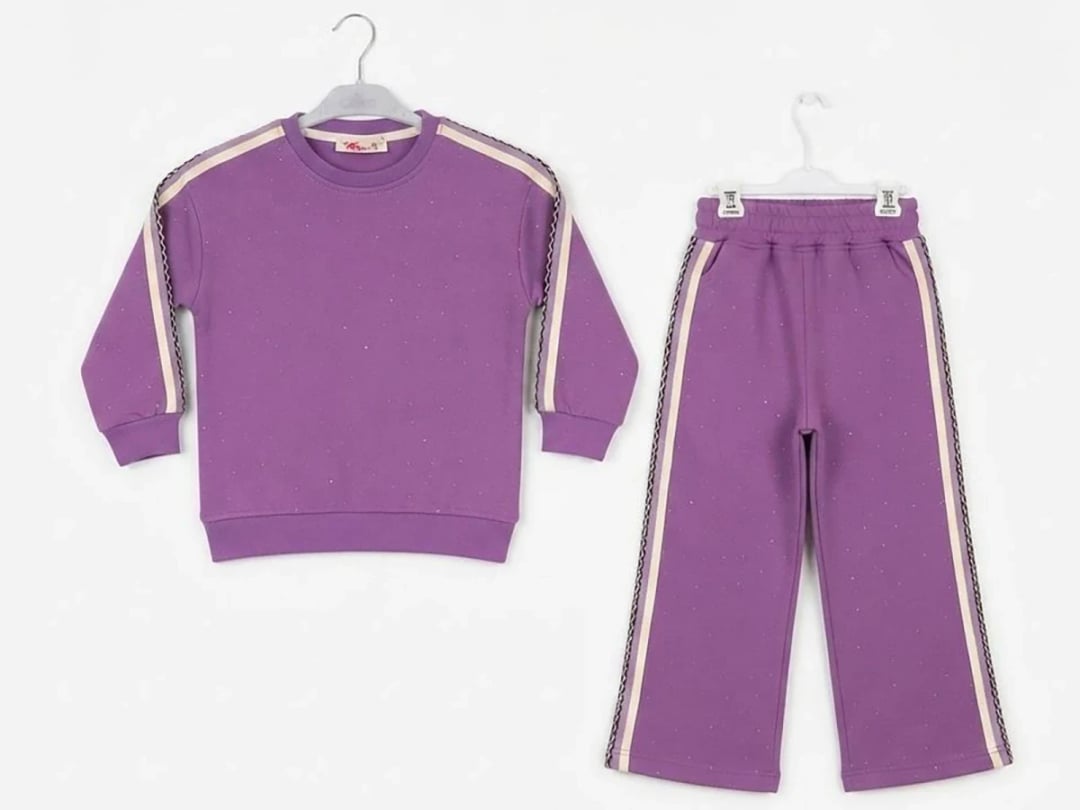 Striped Detail 3-Thread Brushed Girls' Set - CMK - by Peralane