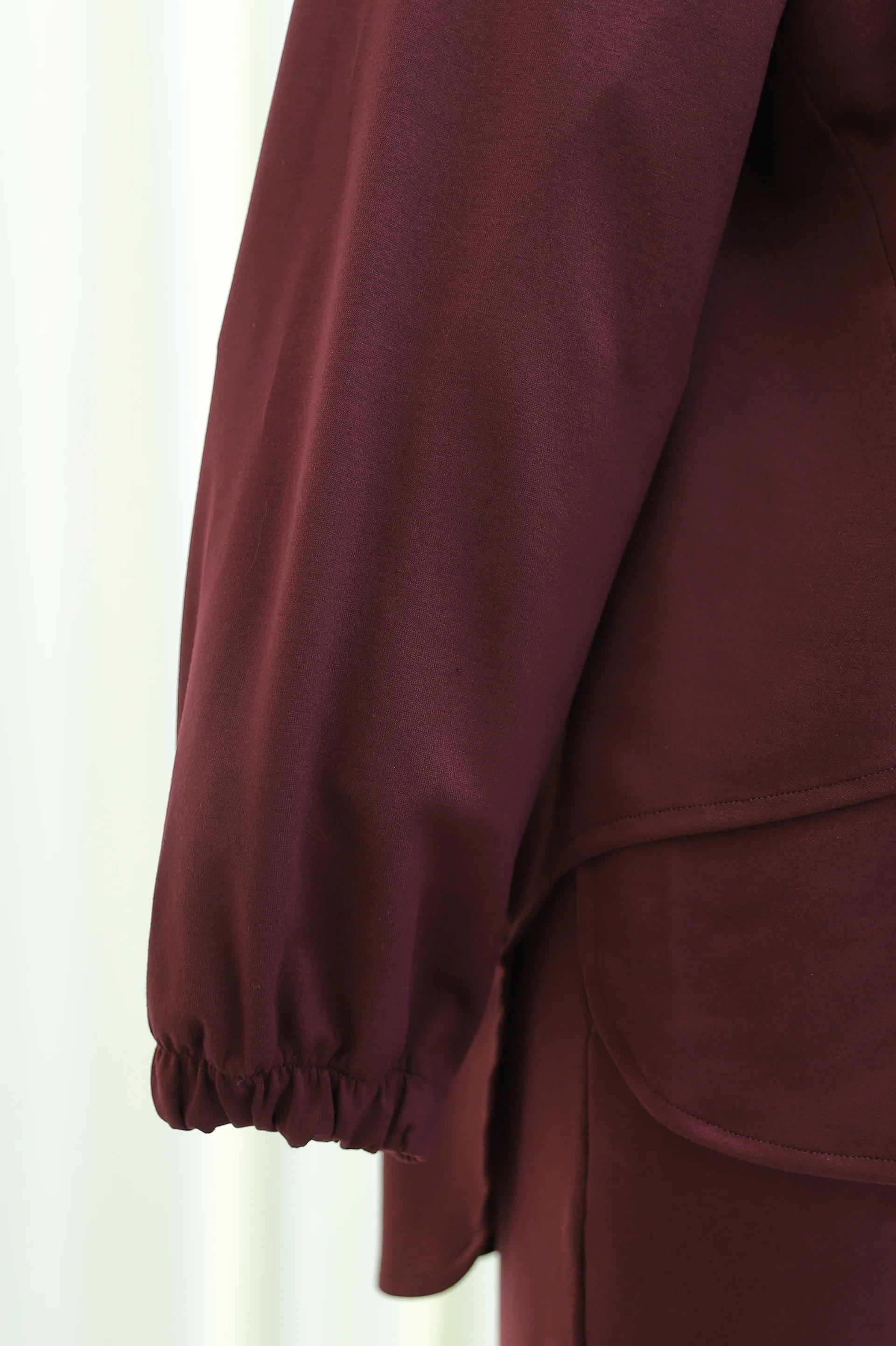 Long Back Biker Neck Long-Sleeved Tracksuit Set with Trousers - Burgundy - Podyumplus - by Peralane - photo 7