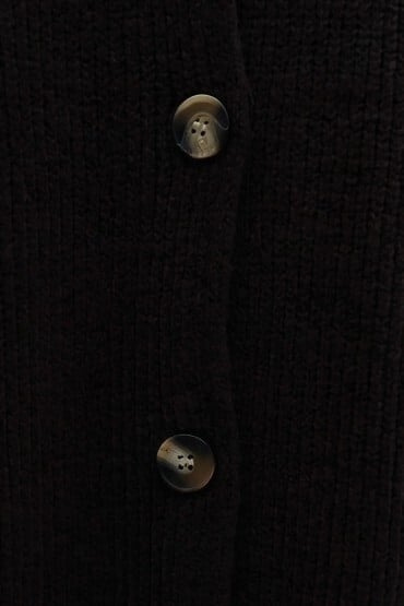 Half-Collar Button-Front Casual Knit Cardigan - Black - Podyumplus - by Peralane - photo 6
