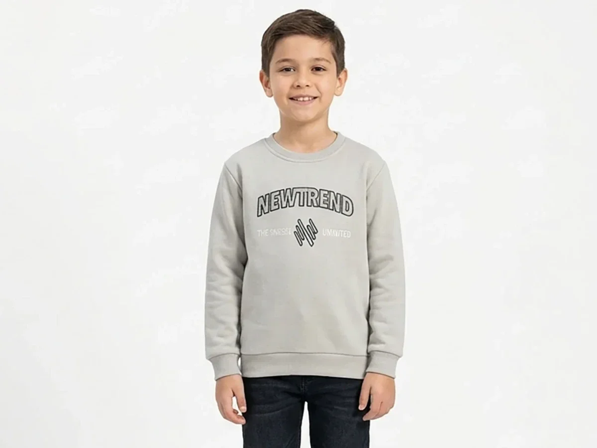 New York Print Brushed Fleece Boys Sweatshirt - Light Grey - Tanem Kids - by Peralane