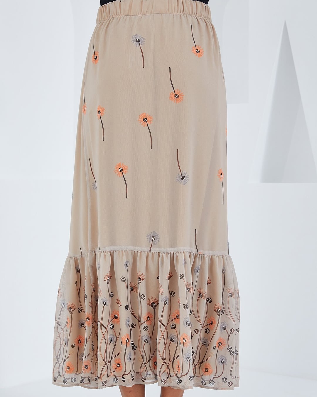 Women's Cream Patterned Chiffon Skirt 8010 - Bigdart - by Peralane - photo 3