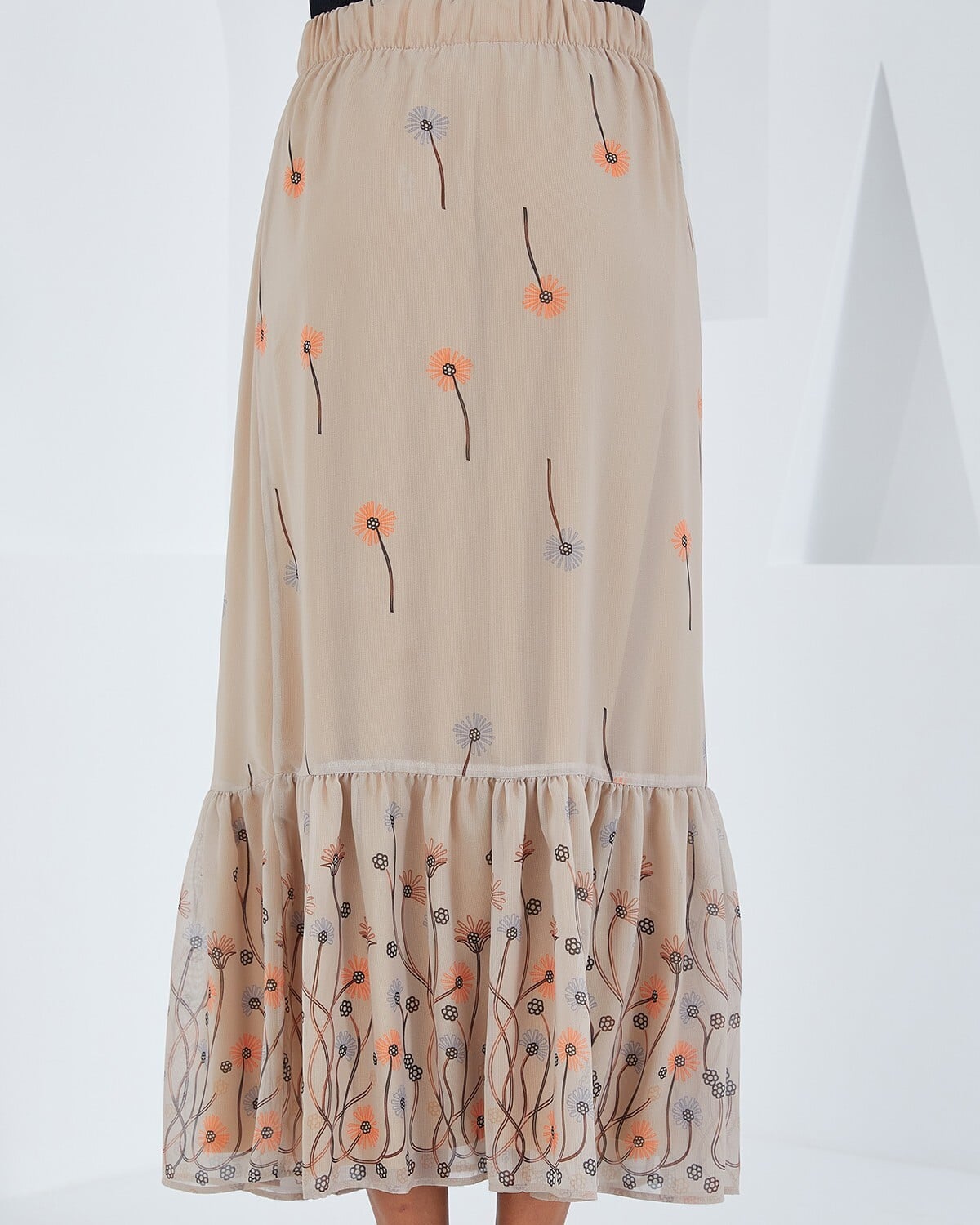 Women's Cream Patterned Chiffon Skirt 8010 - Bigdart - by Peralane - photo 3