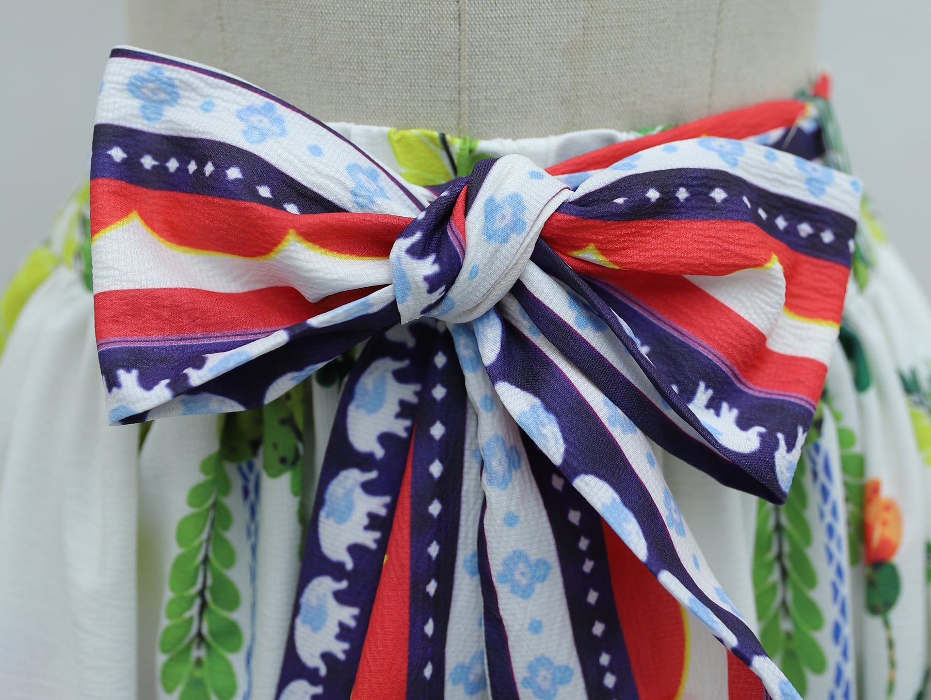 Elastic Waist Belted Tropical Print Skirt - White - Podyumplus - by Peralane - photo 11