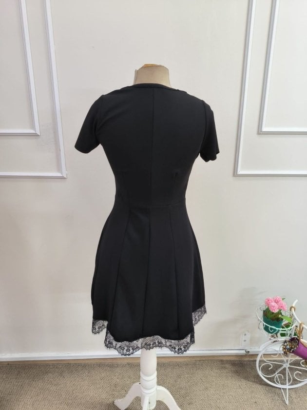 Women's Short Sleeve Collared Crepe Dress with Contrast Trim - Janes - by Peralane - photo 6