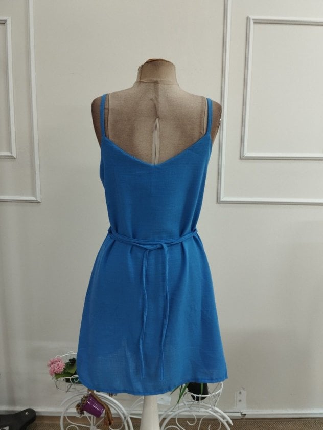 Women's Spaghetti Strap Button-Front Short Dress - Janes - by Peralane - photo 5