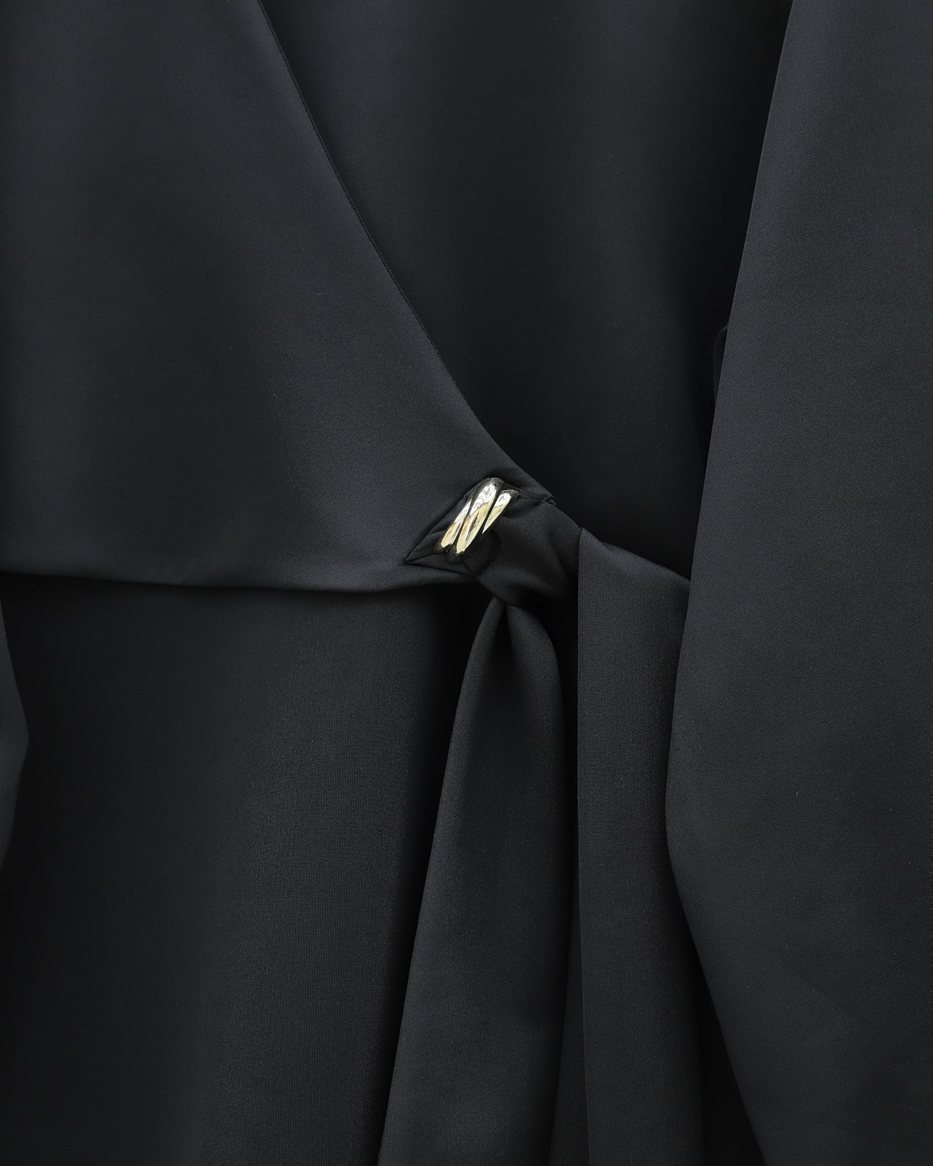 Black Scuba Wrap-Front Top and Wide-Leg Trousers Set - Podyumplus - by Peralane - photo 9