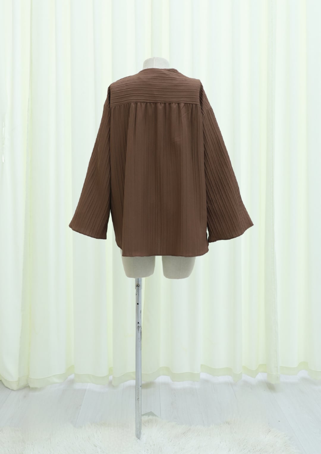 Round Neck Buttoned Spanish Sleeve Siena Tunic - Brown - Podyumplus - by Peralane - photo 12
