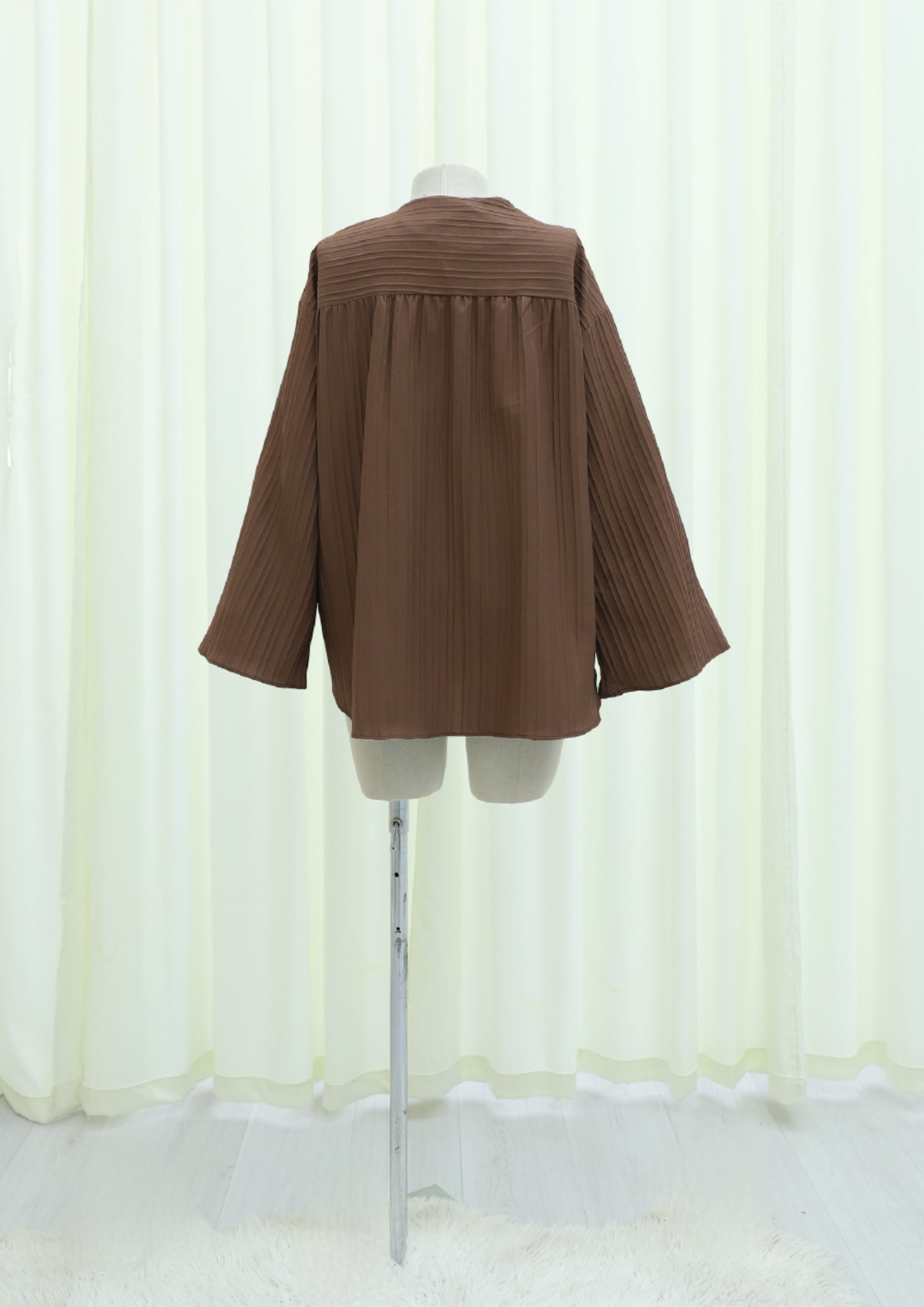 Round Neck Buttoned Spanish Sleeve Siena Tunic - Brown - Podyumplus - by Peralane - photo 12