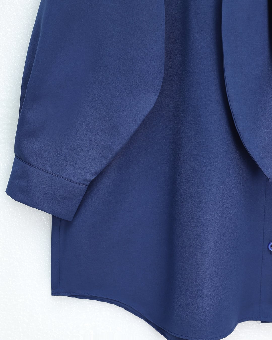 Oversize Tie-Neck Button-Front Blouse - Navy - Podyumplus - by Peralane - photo 6
