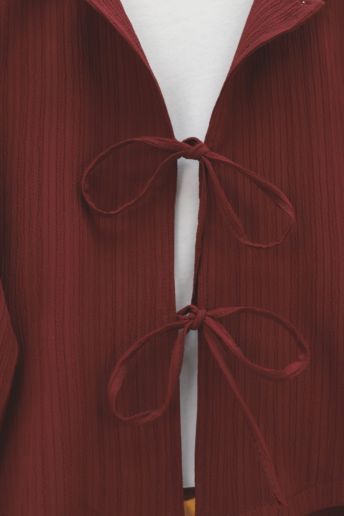 Tie-Front Crinkle Two-Piece Set with Skirt - Burgundy - Podyumplus - by Peralane - photo 5