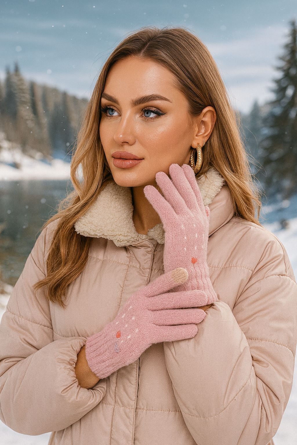 14703 Love Embroidered Touchscreen Women's Pink Gloves - Nesvay - by Peralane - photo 2