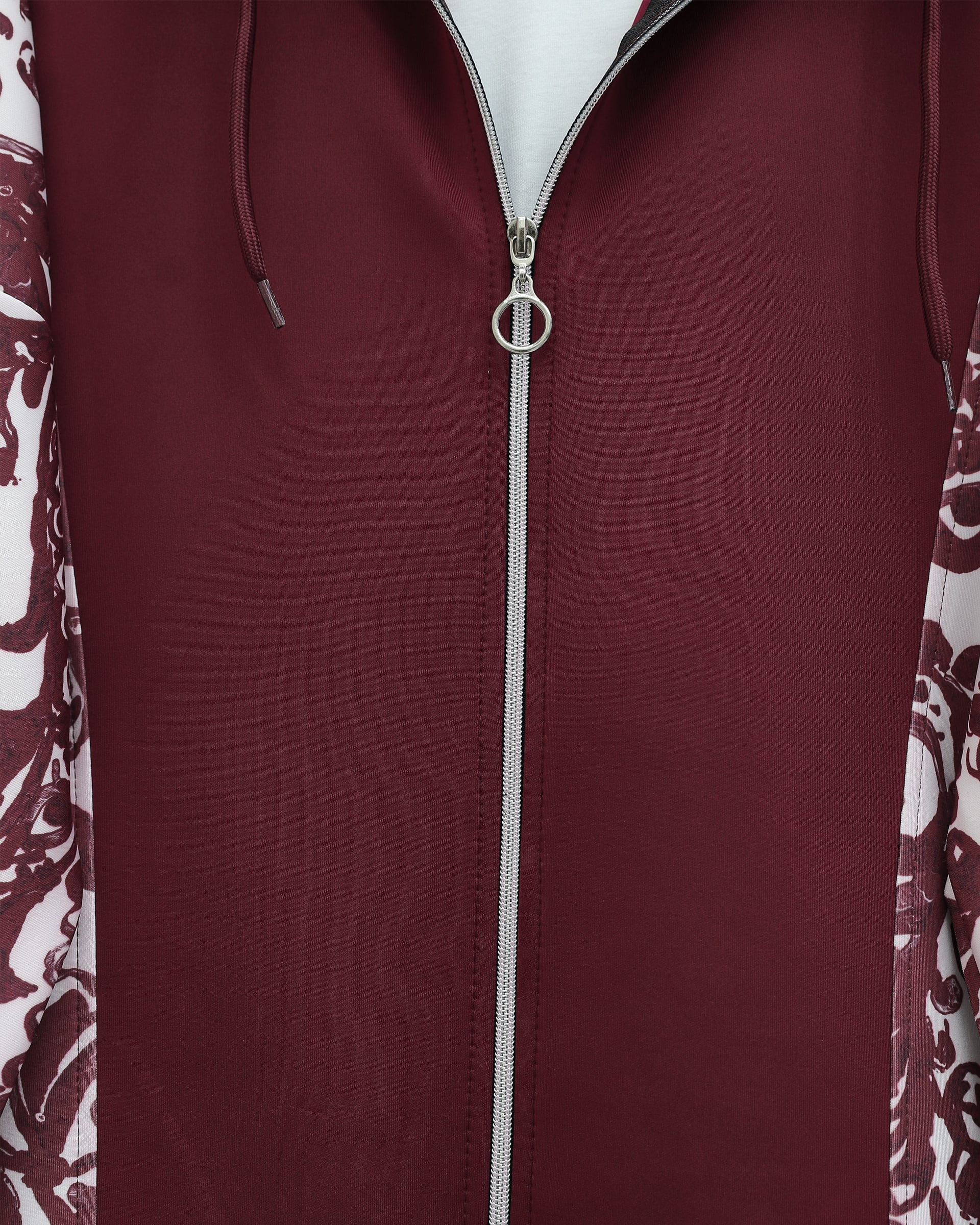 Hooded Zip Scuba Co-ord Set with Patterned Sides - Burgundy - Podyumplus - by Peralane - photo 3