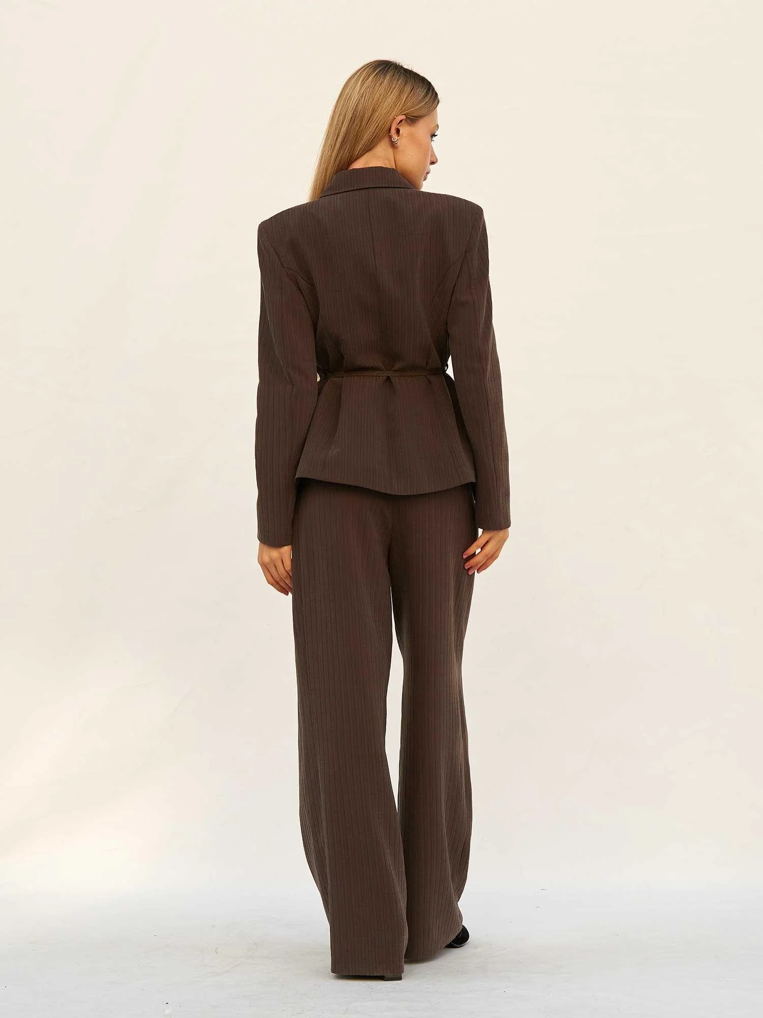 Dark Brown Pinstripe Blazer and Trousers Set - Lefon - by Peralane - photo 3