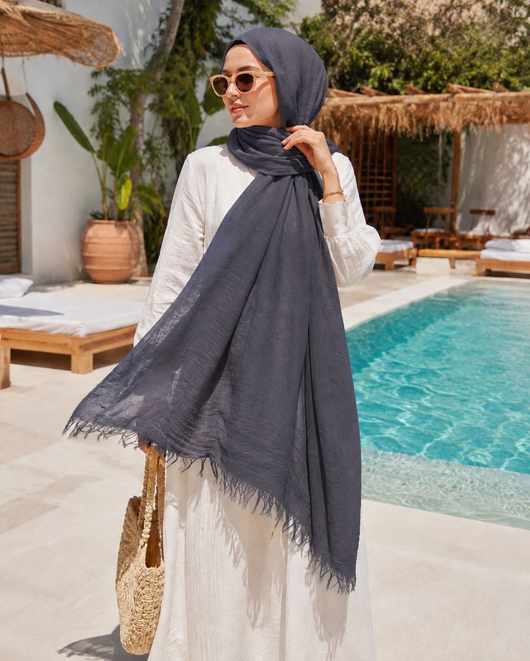 Anthracite Crinkled Texture Scarf (90x180 cm, Pack of 4) - Nesvay - by Peralane