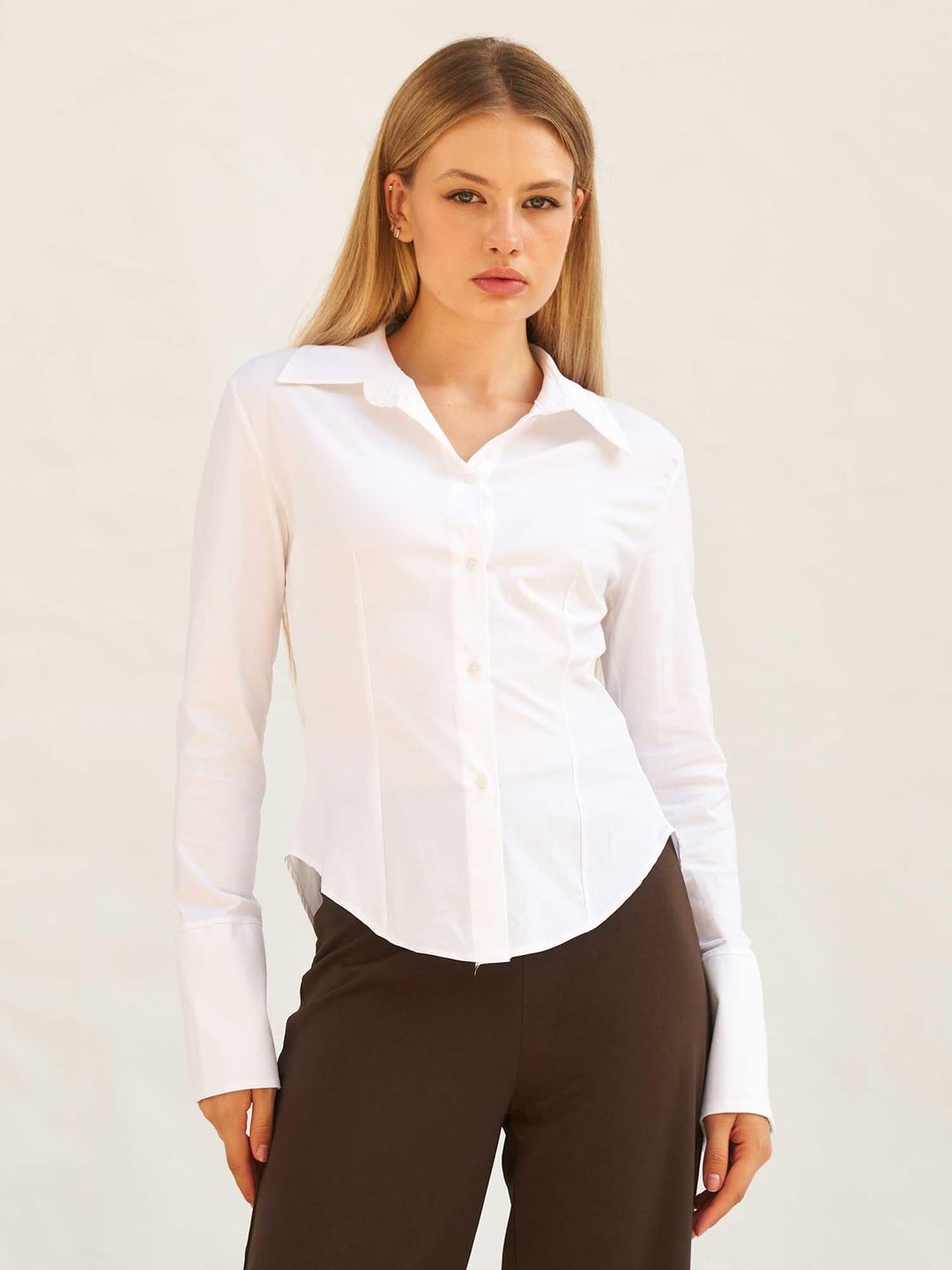 White Poplin Shirt with Wide Cuffs - Lefon - by Peralane