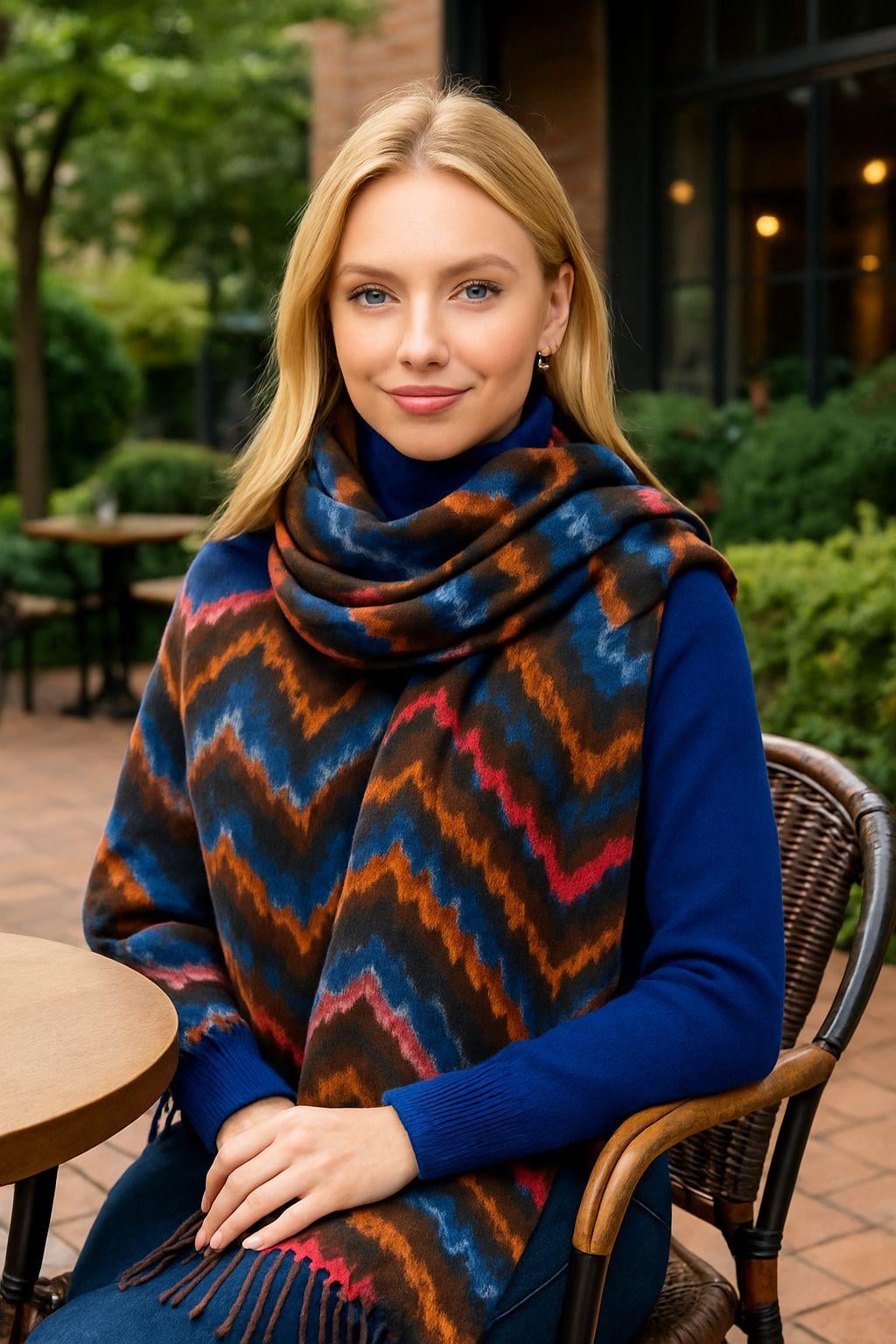 Dark Grey Fringed Stripe Woven Shawl - Nesvay - by Peralane - photo 2