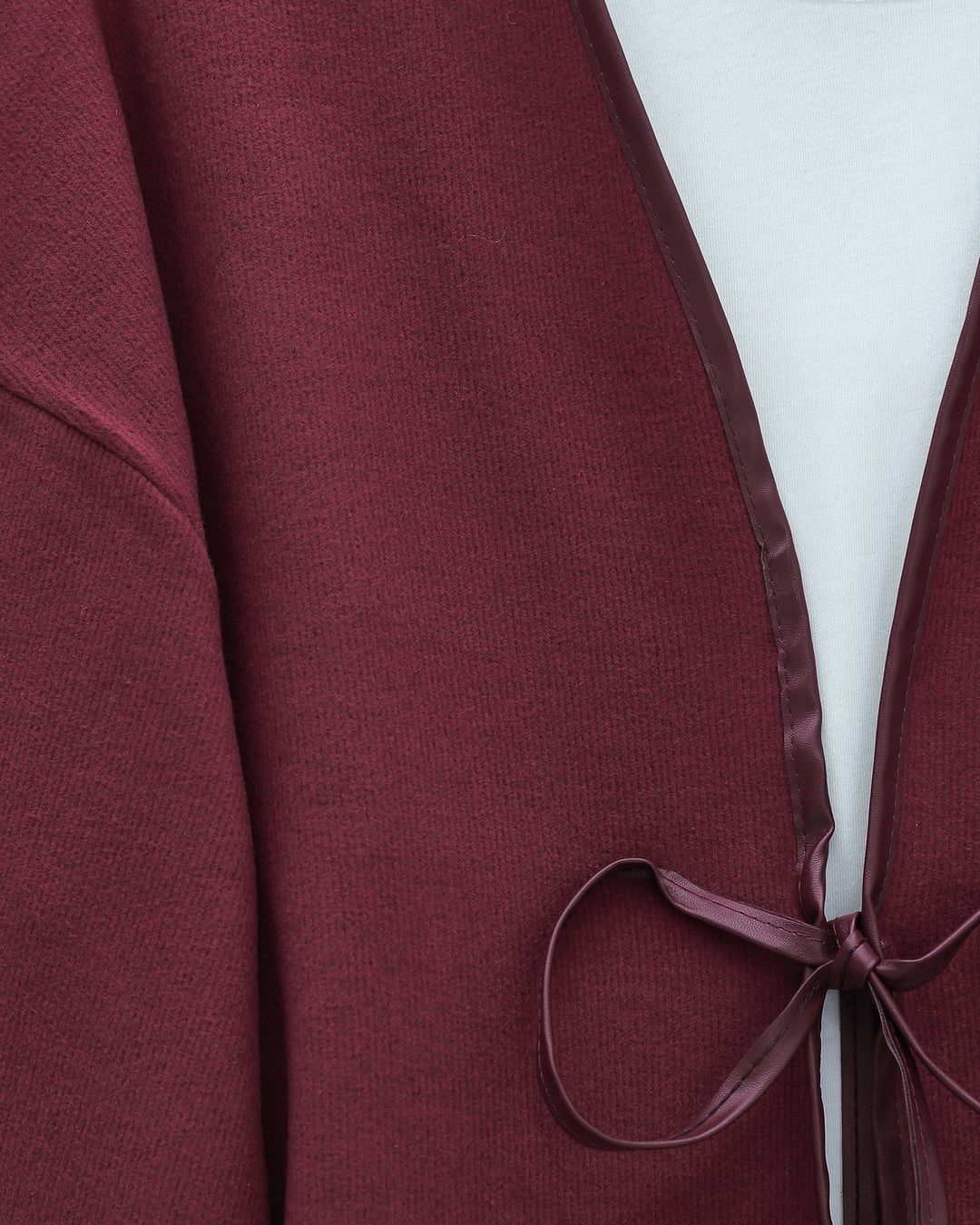Burgundy Wrap-Front Kimono with Strap Details - Podyumplus - by Peralane - photo 5