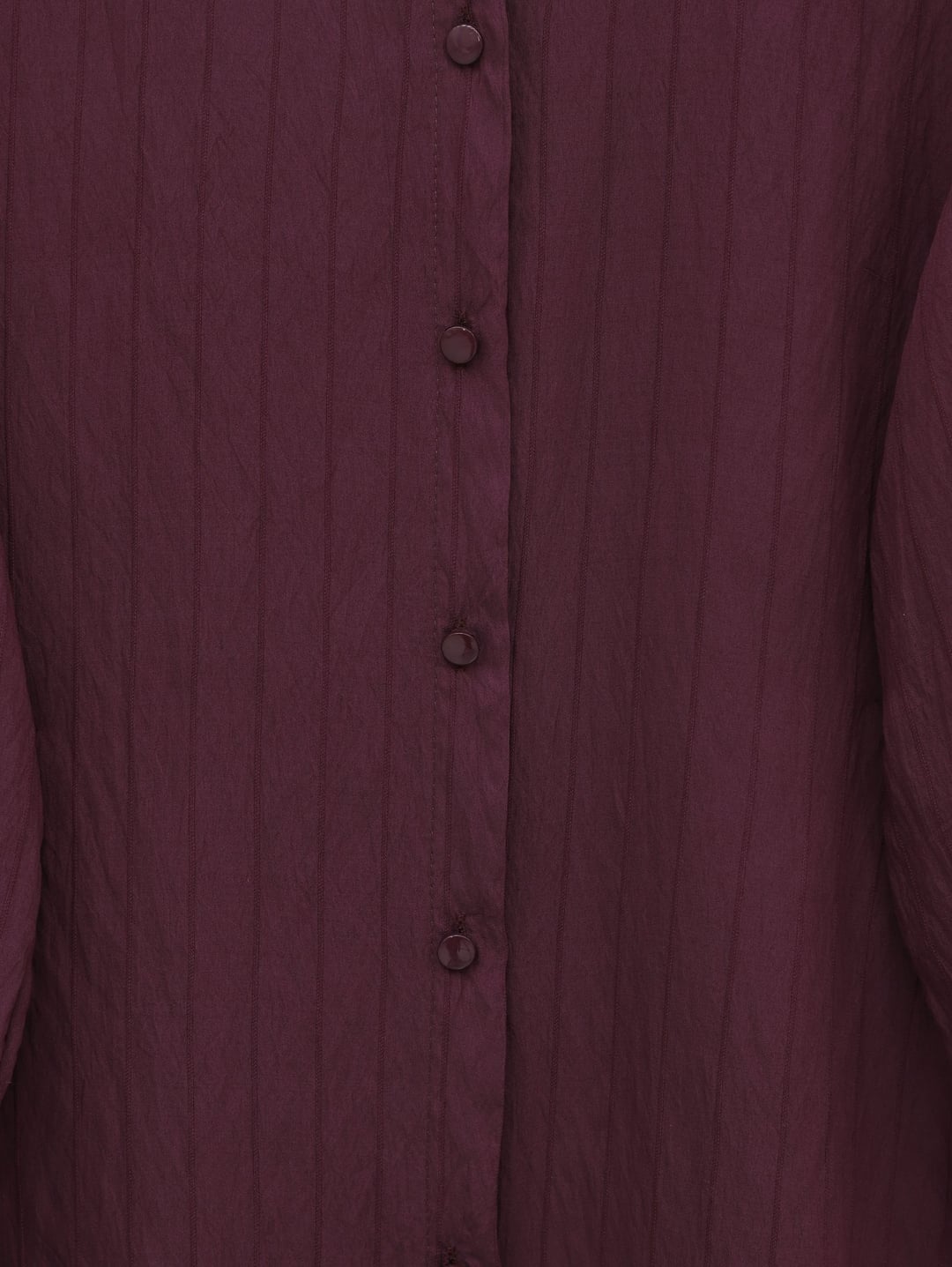 Long-Sleeved Striped Tie-Cuff Blouse - Burgundy - Podyumplus - by Peralane - photo 6