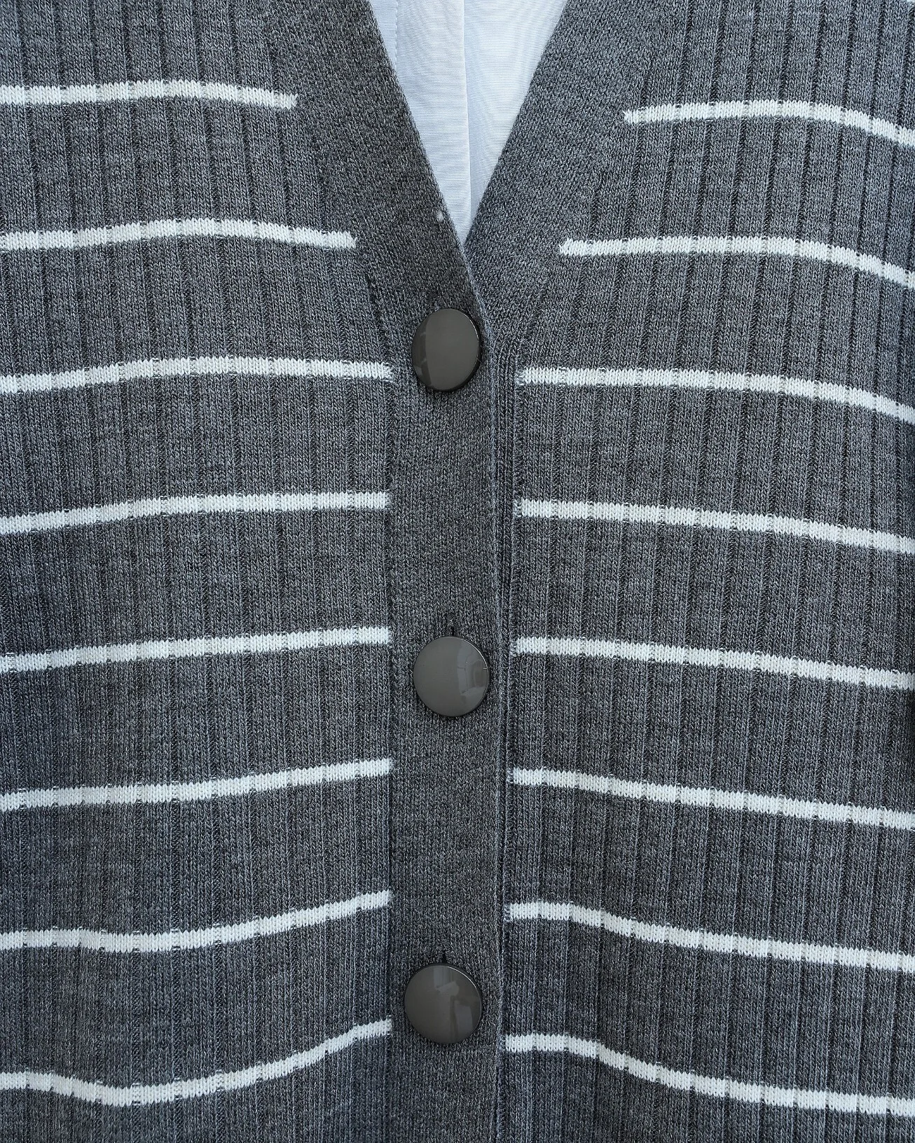 Ribbed Buttoned Long Knit Cardigan - Smoke - Podyumplus - by Peralane - photo 5