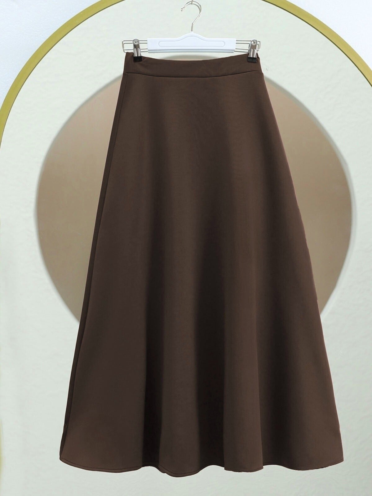 Brown Scuba Puff Skirt with Wide Cut - Podyumplus - by Peralane - photo 5