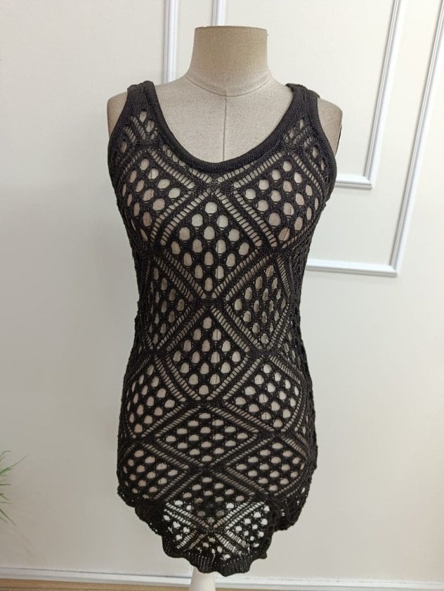 Women's Black Sleeveless Round Neck Short Knitted Dress - Janes - by Peralane - photo 6