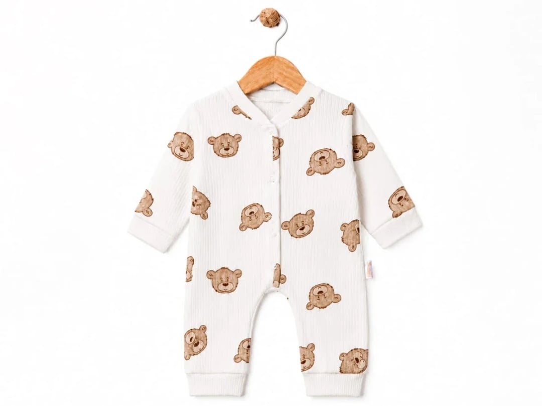 Bear Print Baby Romper - Brown - Supermini - by Peralane