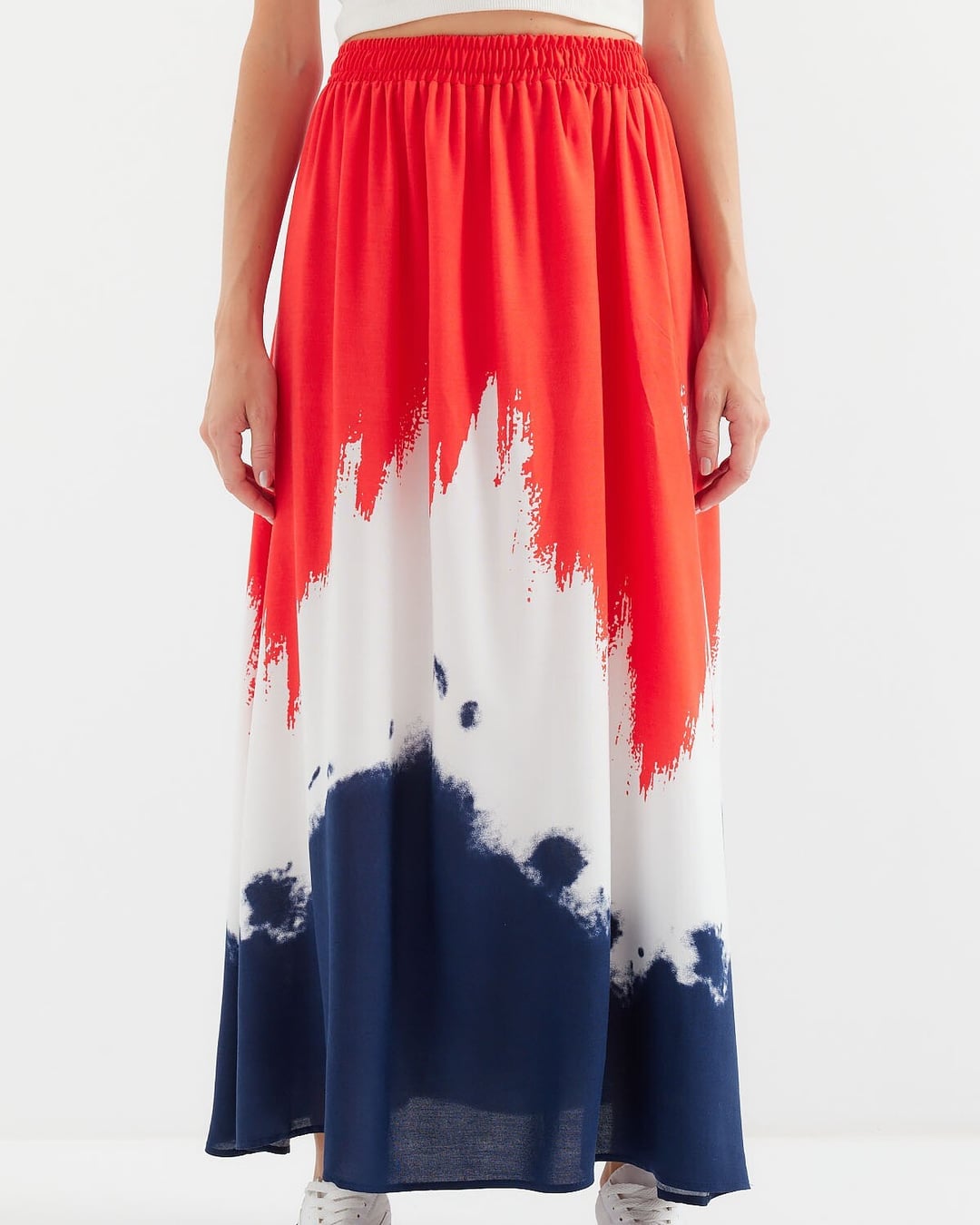 Patterned Long Viscose Skirt - Red - Bigdart - by Peralane - photo 2