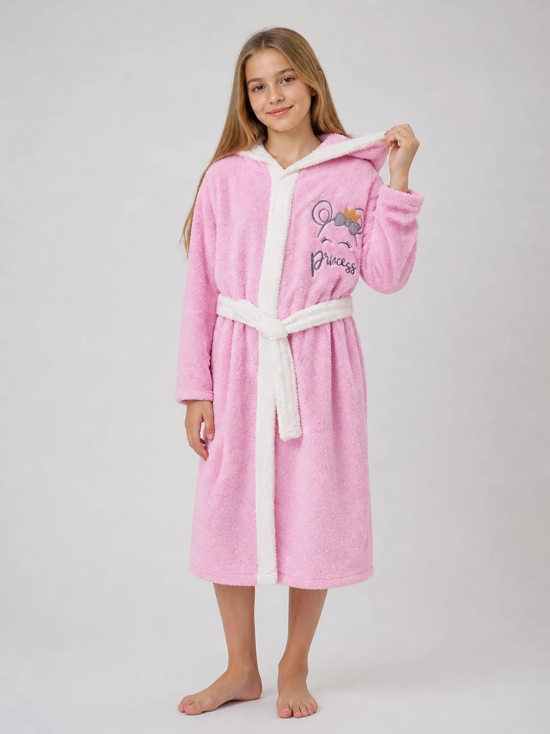 Kids' Hooded Bathrobe - Pink Princess Print - Pack of 5 - Has Bereket - by Peralane