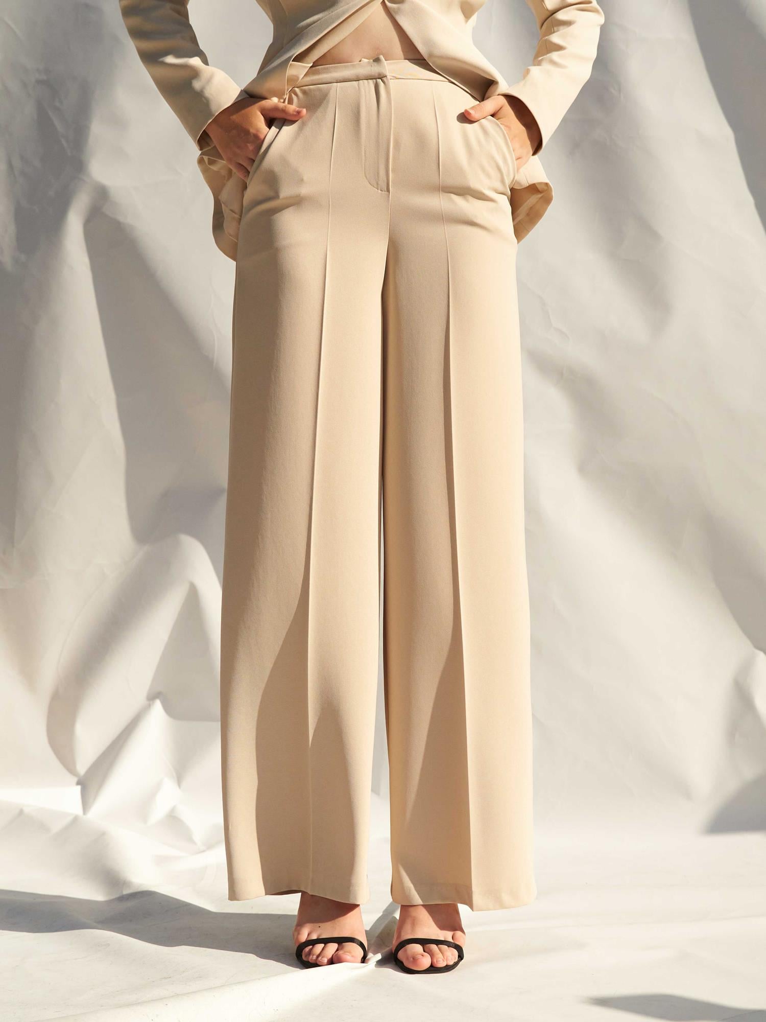 High-Waist Wide-Leg Fluid Trousers - Light Beige - Lefon - by Peralane - photo 6