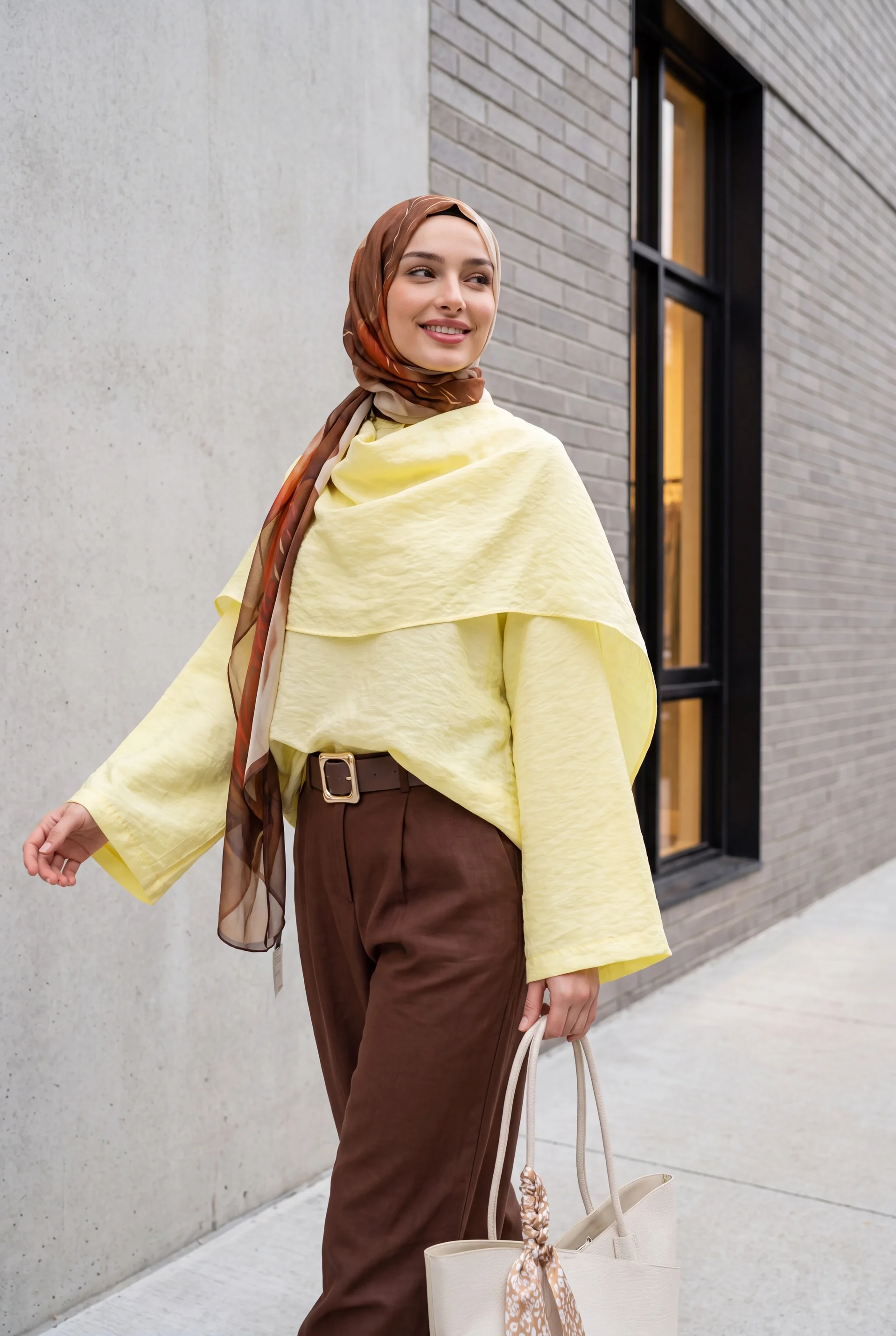 Removable Cape Oversize Modal Tunic - Yellow - Podyumplus - by Peralane - photo 4