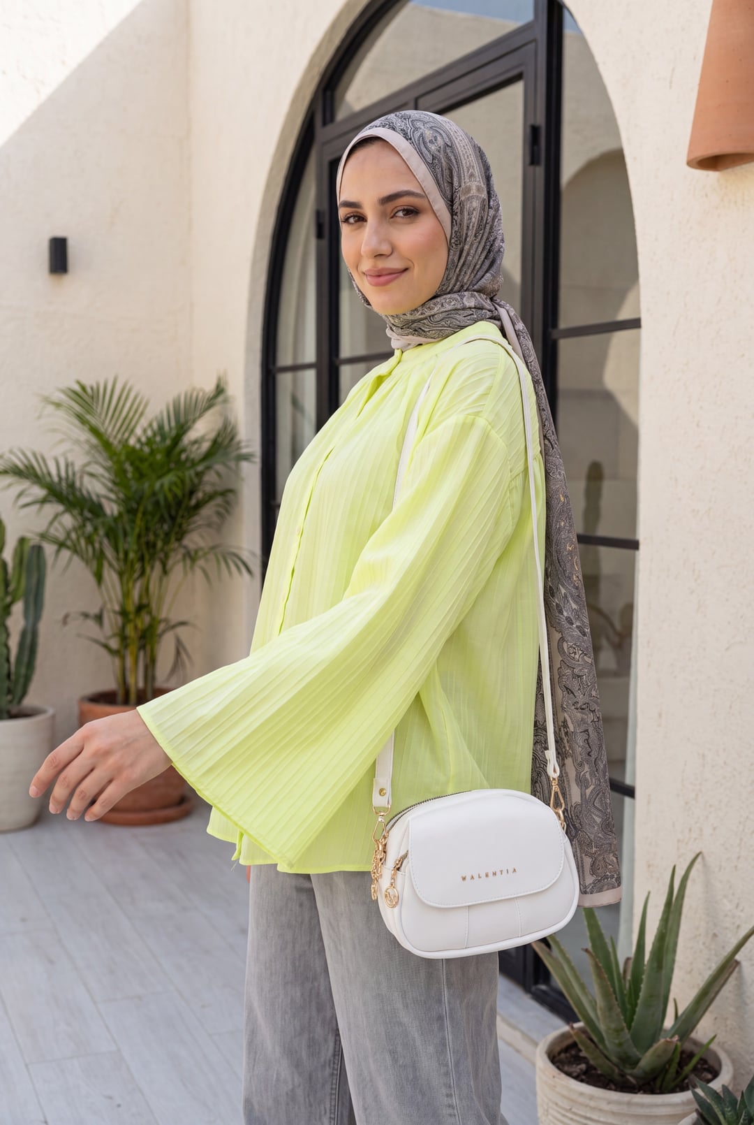 Round Neck Buttoned Spanish Sleeve Siena Tunic - Light Yellow - Podyumplus - by Peralane - photo 4
