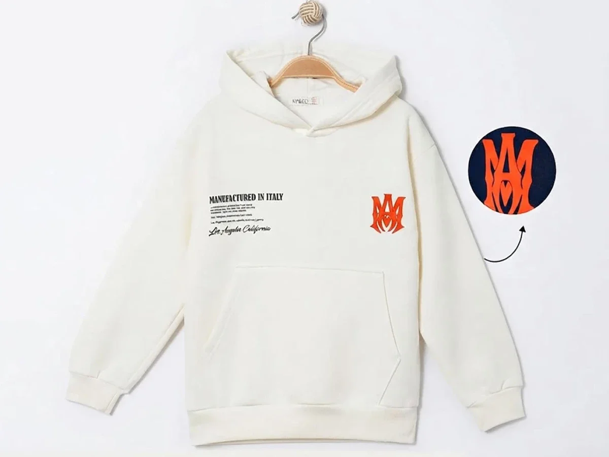 Kids' Hooded Kangaroo Pocket Sweatshirt - Cream - Pack of 4 - Ruhat Kids - by Peralane
