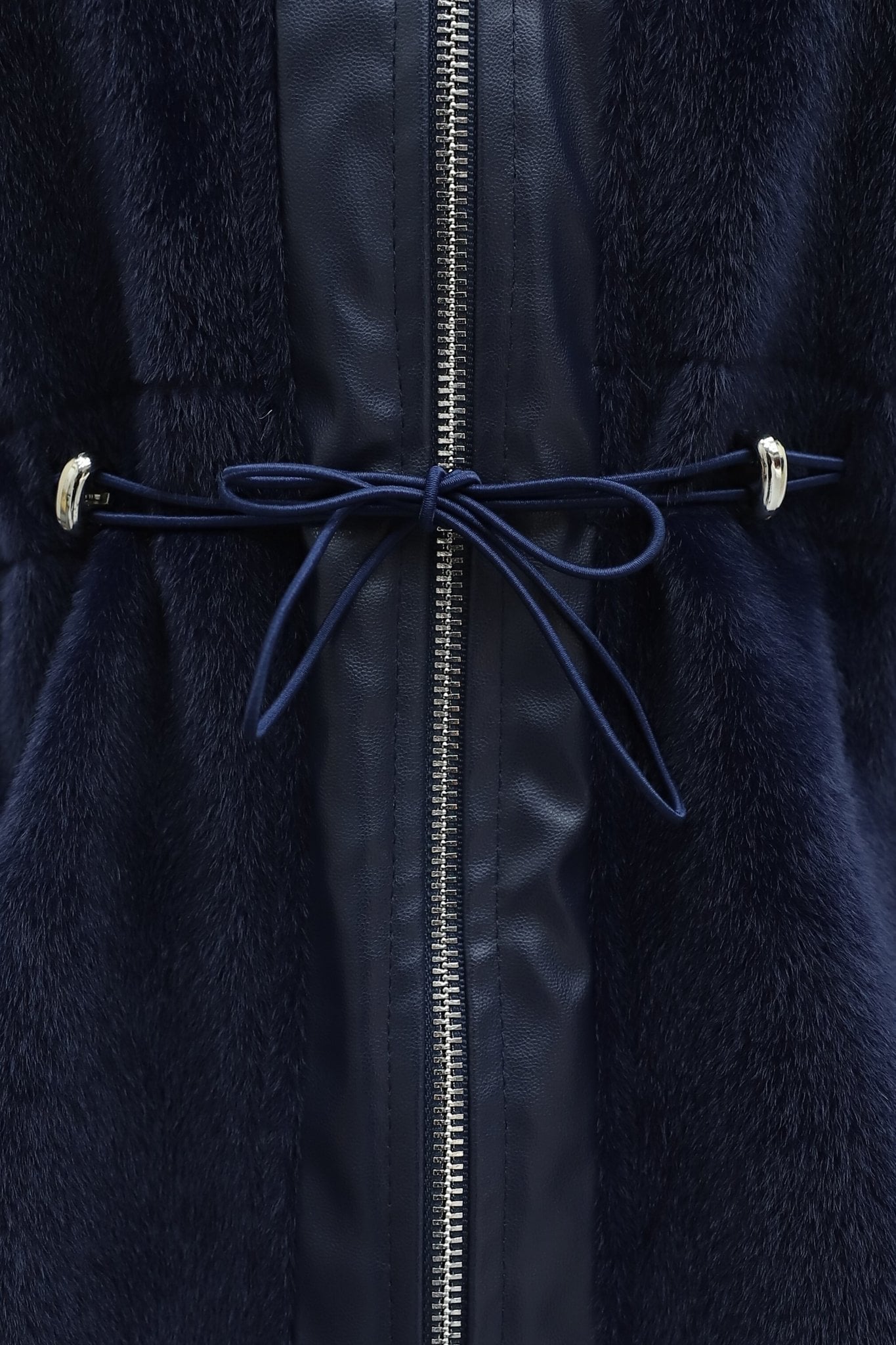 Hooded Zip-Up Fox Detail Vest - Navy - Podyumplus - by Peralane - photo 9