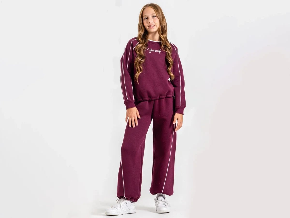 Girls' Printed Hooded Sweatshirt and Trousers Set - ÖZ Bebe - by Peralane
