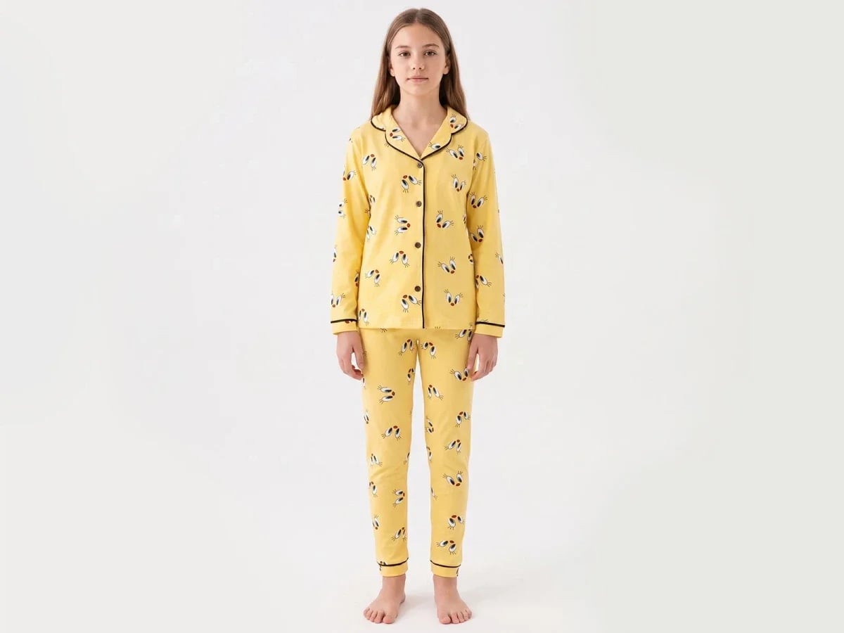 Tweety Print Collared Girls' Pyjama Set - Dolas - by Peralane