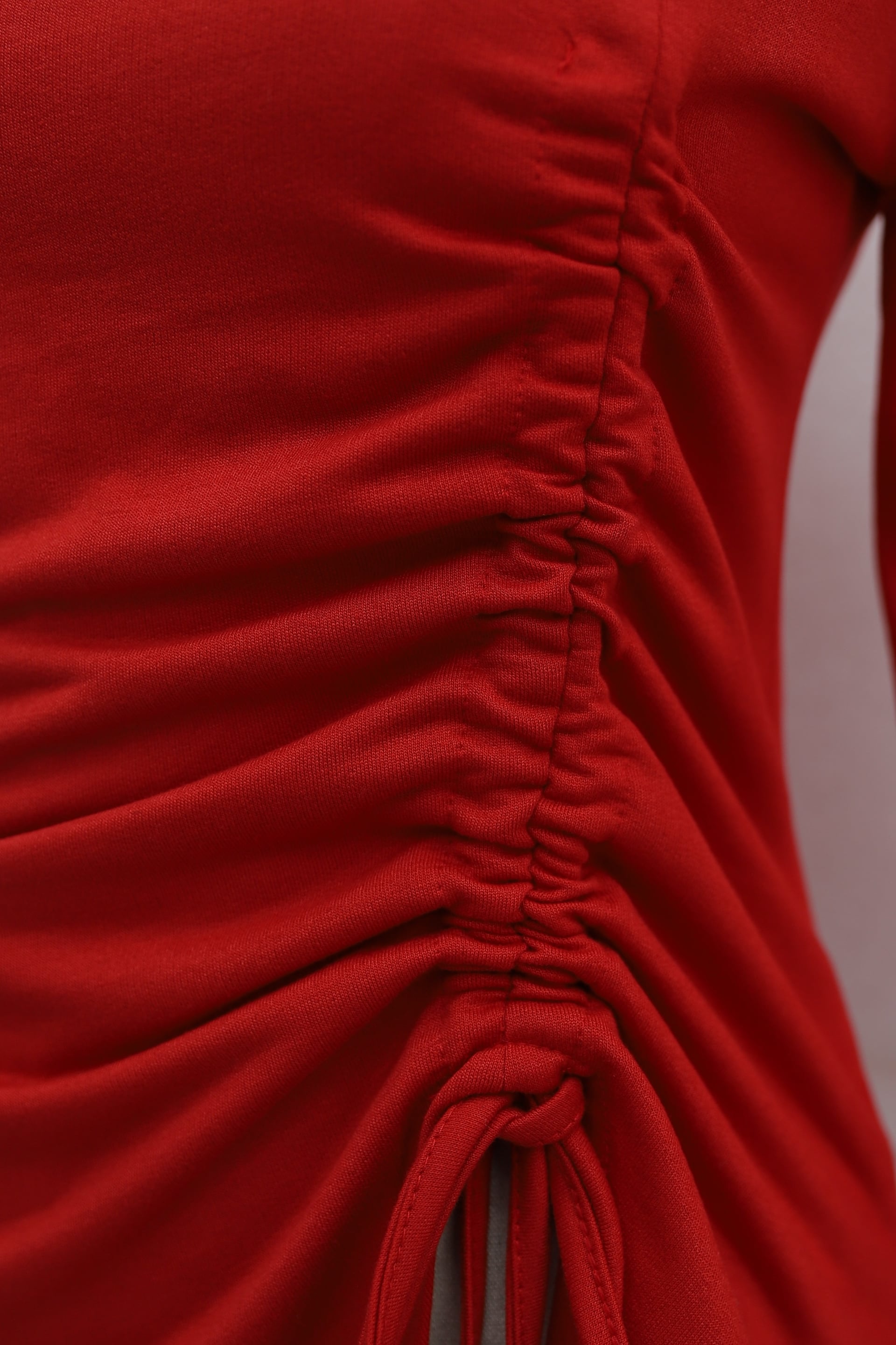 Women's Asymmetric Drawstring Jersey Sweatshirt in Red - Podyumplus - by Peralane - photo 7
