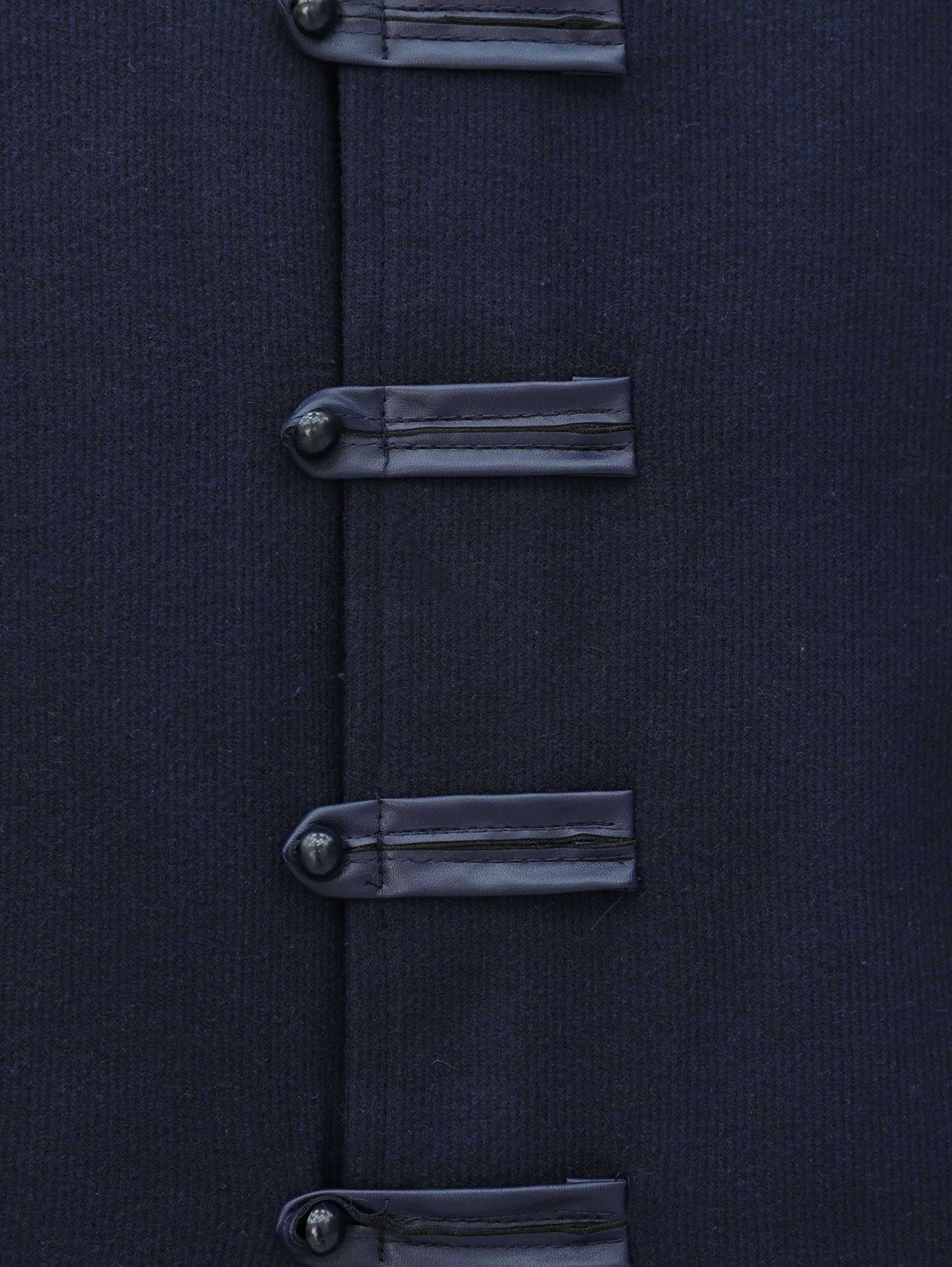 Navy Blue Leather-Trimmed Button-Front Jacket and Maxi Skirt Set - Podyumplus - by Peralane - photo 7
