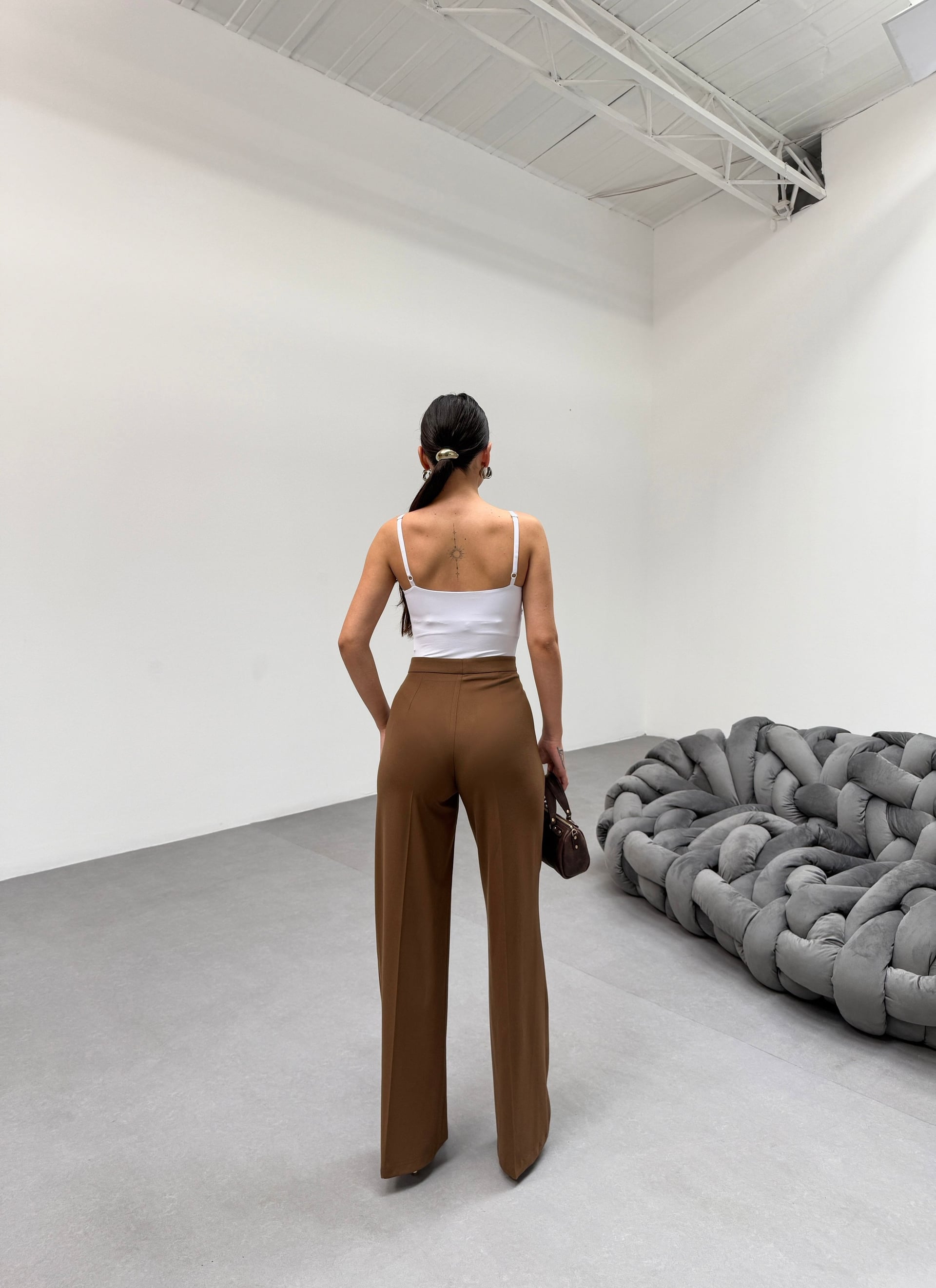 Women's High Waist Straight Fit Palazzo Pants in Brown - Ouz Fashion - by Peralane - photo 2