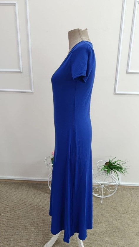 Women's Short Sleeve V-Neck Slit Midi Viscose Dress - Janes - by Peralane - photo 5