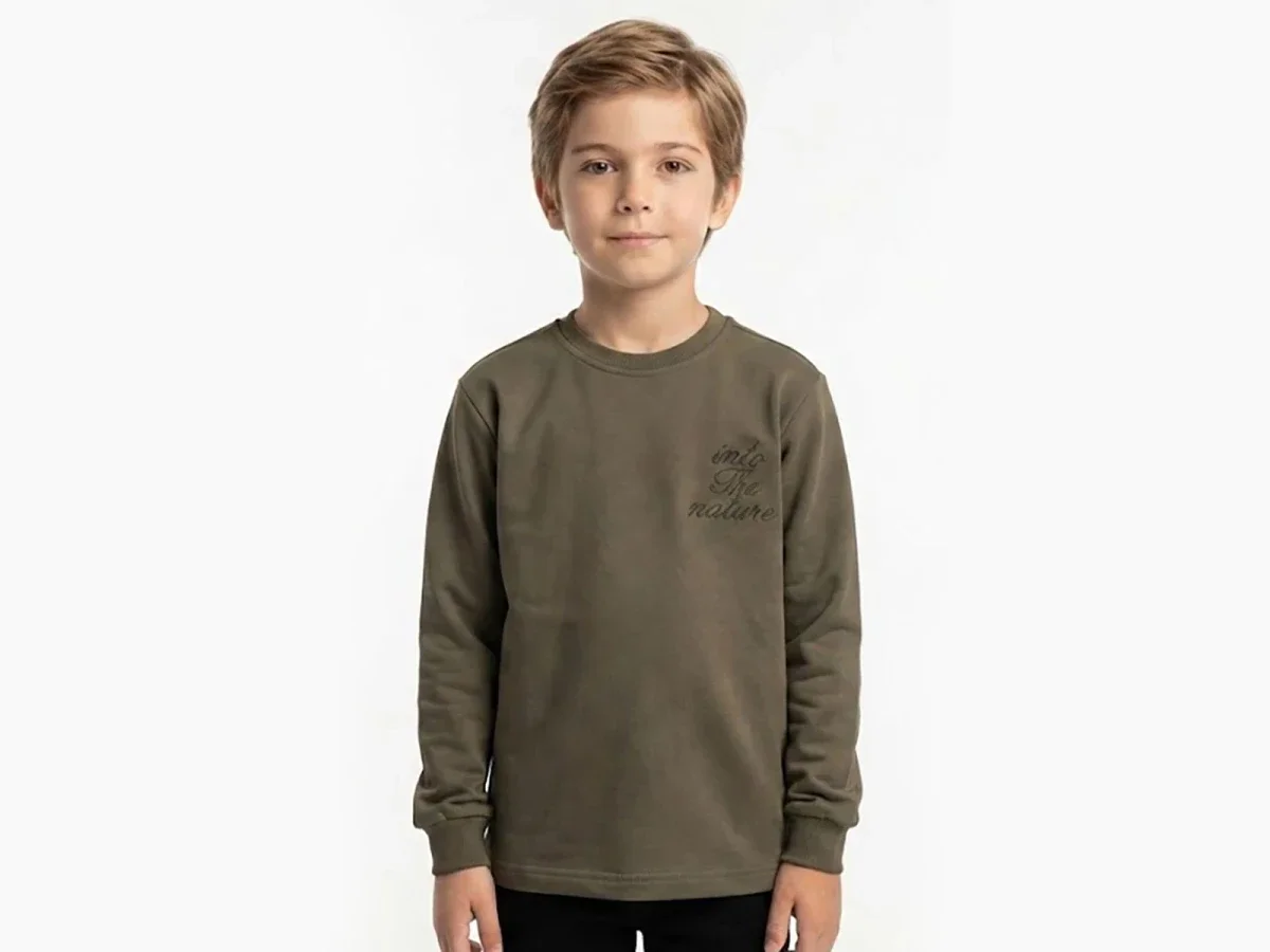 Nature Print Boys' Sweatshirt - Olive Green - Tanem Kids - by Peralane