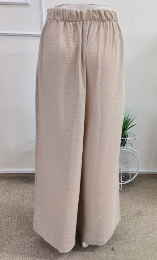 High Waist Wide Leg Long Trousers - Beige - Janes - by Peralane - photo 3