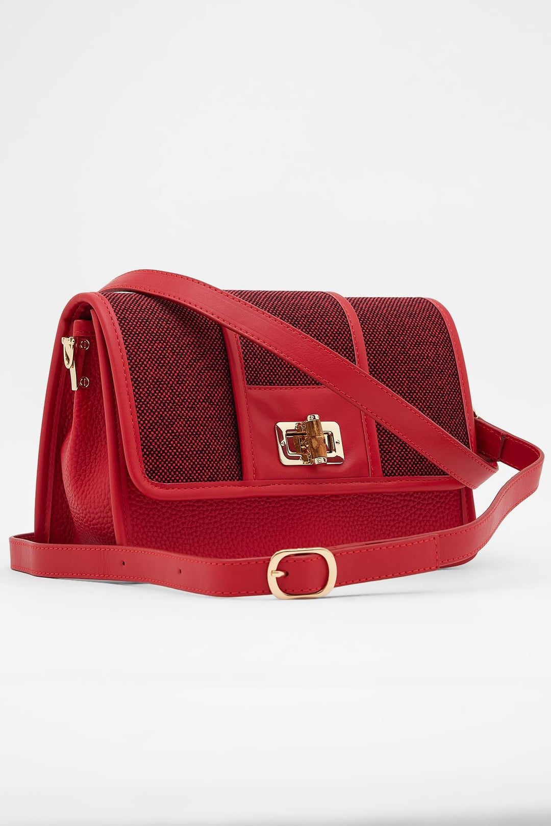 Red Vegan Leather Women's Shoulder Bag with Contrast Flap - Aron Atelier - by Peralane - photo 9