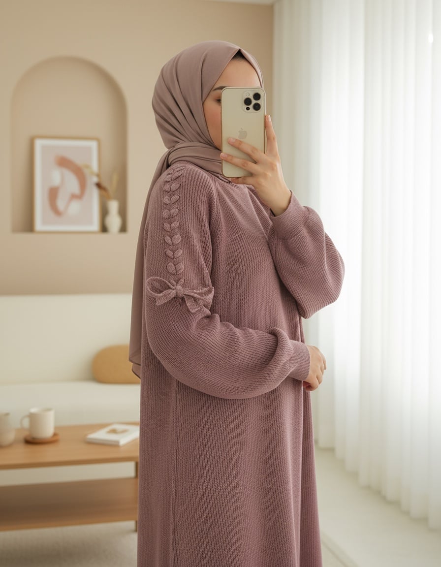 Casual Ribbed Knit Tunic with Braided Shoulder Details - Dusty Rose - Podyumplus - by Peralane