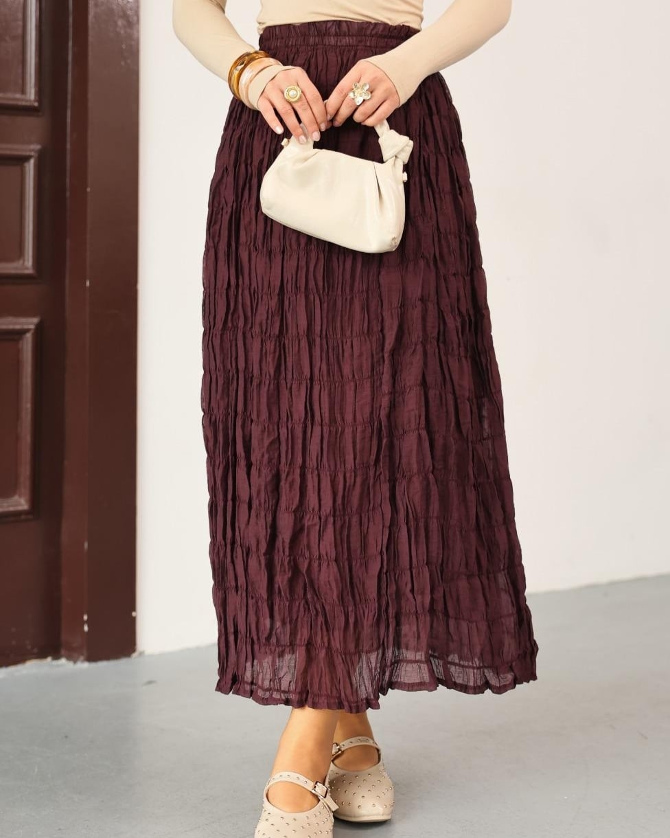 Lined Ruched Modal Skirt - Deep Plum - Podyumplus - by Peralane - photo 6