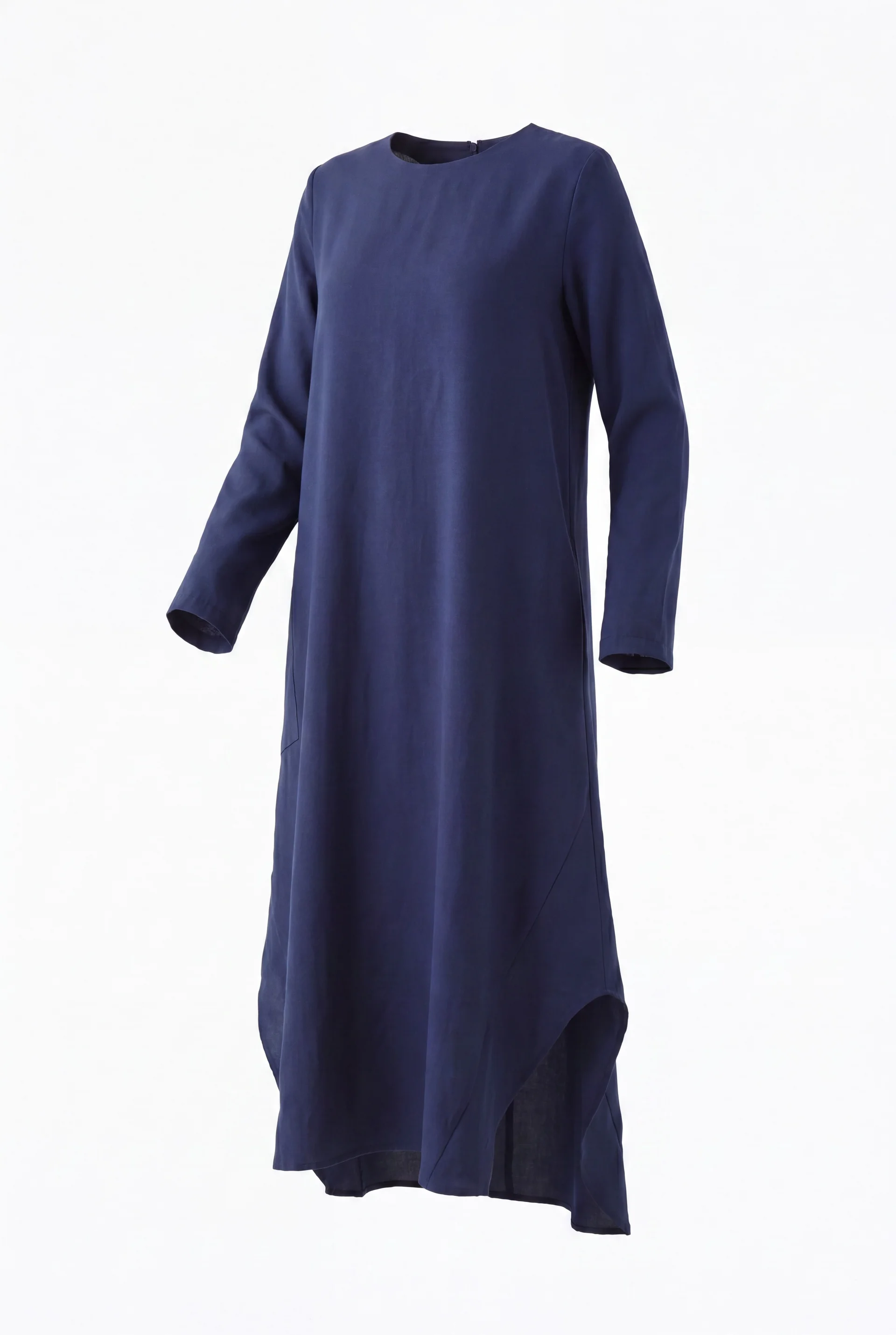 Long Rayon Tunic with Pockets and Side Slits - Navy - Podyumplus - by Peralane - photo 5