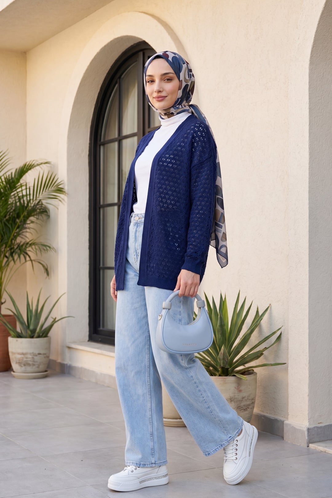 Navy Blue Open-Knit Cardigan - Podyumplus - by Peralane - photo 5